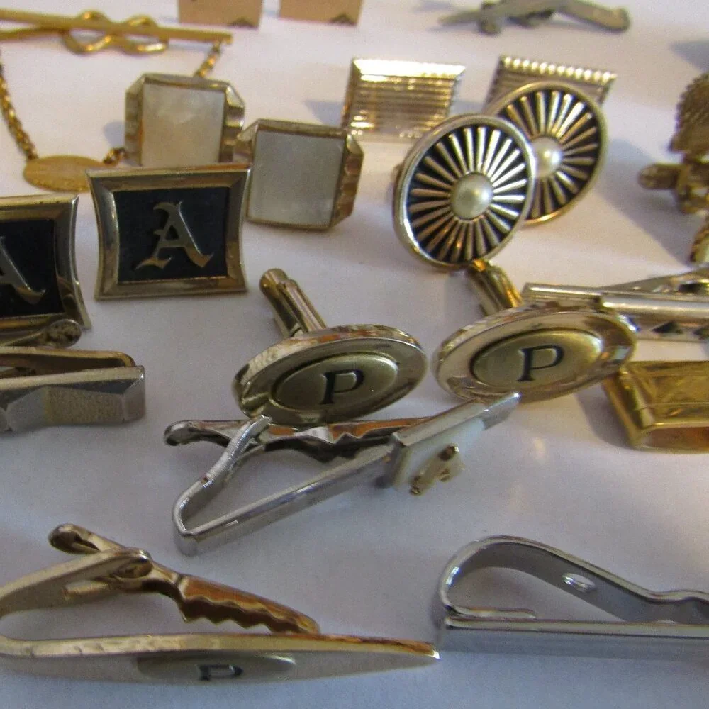Vintage lot of MEN'S CUFF LINKS TIE BARS & CLASPS Hickok Swank Ford  Anson
